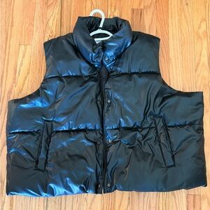 Old Navy Shiny Black Puffer Vest